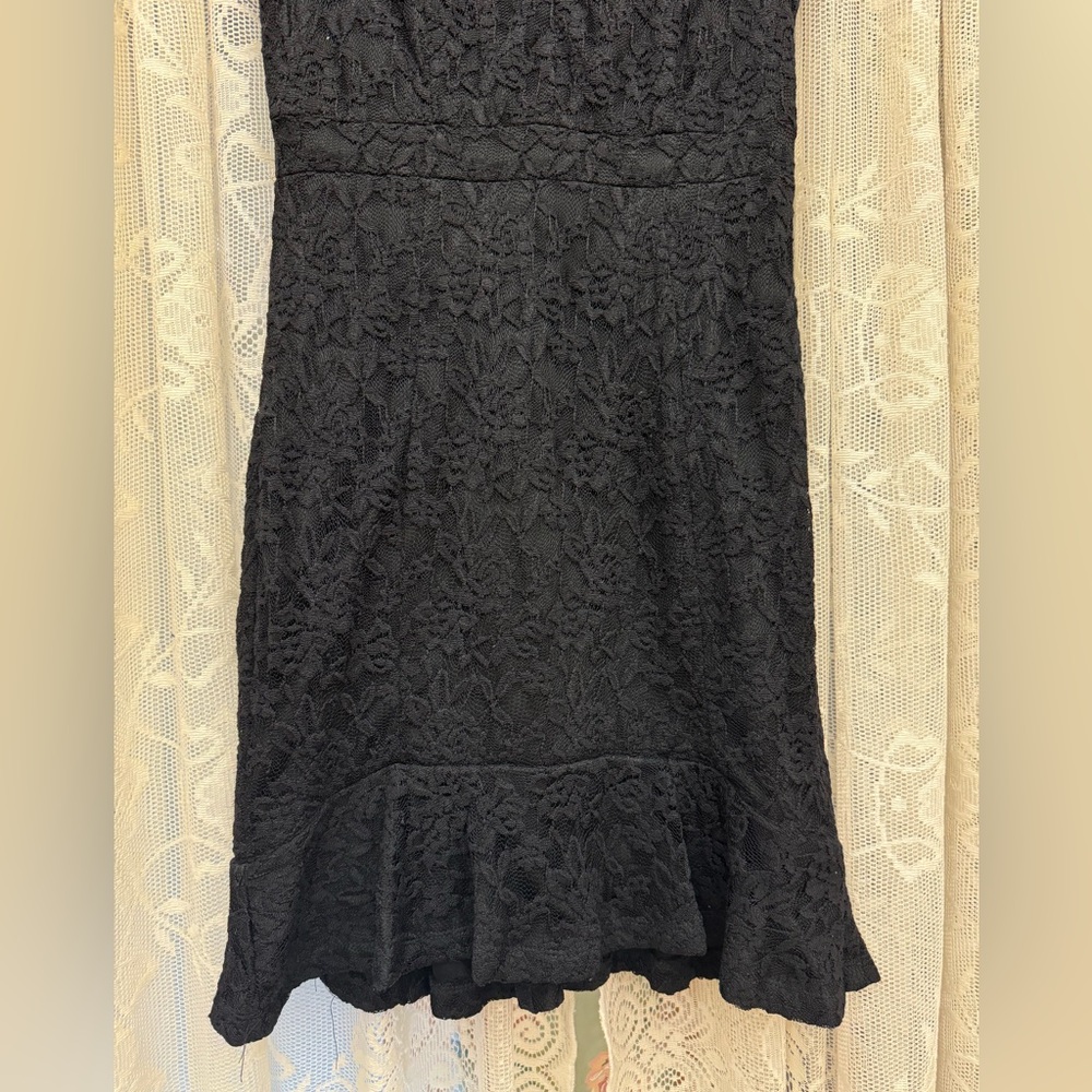 Black Lace Mini Dress - Picture 3 of 7